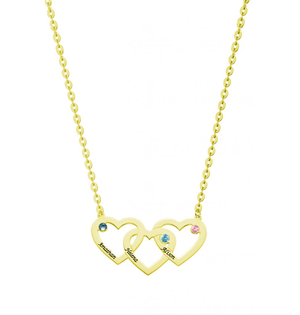 heart name necklace sterling silver 28k gold