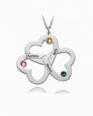 3 heart name necklace platinum plated