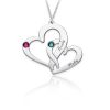 two heart name necklace platinum plated silver