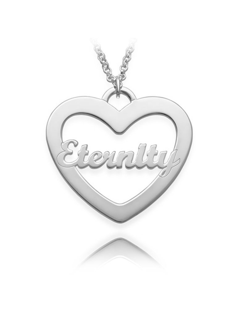 heart name necklace silver