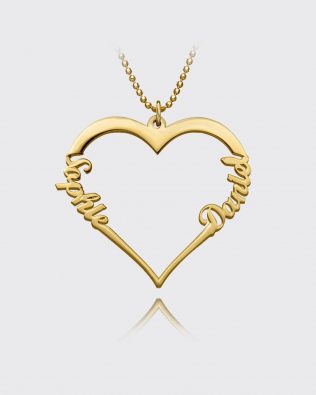 heart name necklace 2 name silver