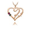 overlapping heart name necklace rose gold silver