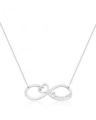 Heart Infinity Single Name Necklace Silver