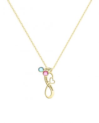 Infinity Name Necklace with Birthstones 18k Gold Plated Silver