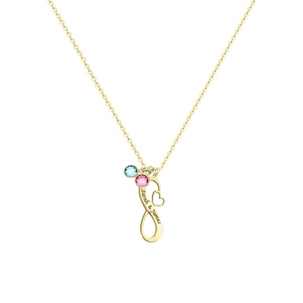 Infinity Name Necklace with Birthstones 18k Gold Plated Silver