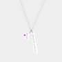 bar and heart name necklace silver platinum plated