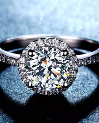 round cut moissanate engagement ring