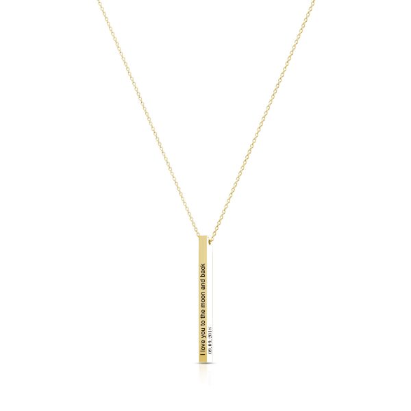 Vertical Long Bar Name Necklace Gold Plated S925