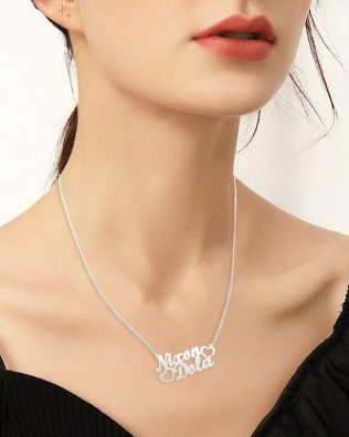 Double Name Necklace Silver