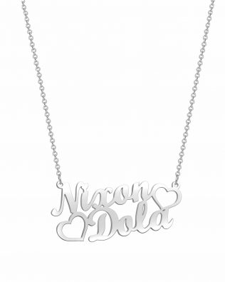 double name necklace sterling silver S925 platinum plated