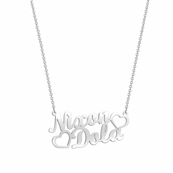 double name necklace sterling silver S925 platinum plated