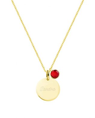 Dics name necklace with birthstone