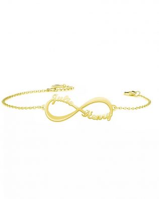 infinity double name bracelet 18k gold plated