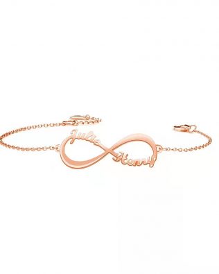 infinity double name bracelet rose gold plated