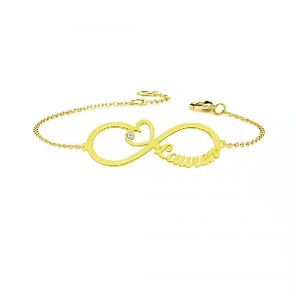 infinity name with birthstone bracelet 18k gold plated