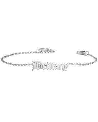 Personalized Old English Name Bracelet Silver