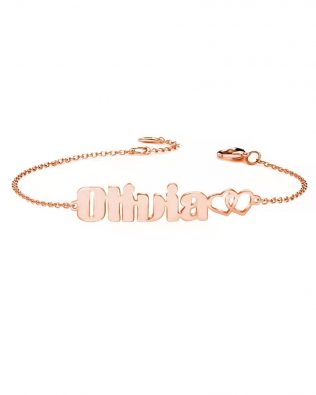 olivia name bracelet rose gold plated