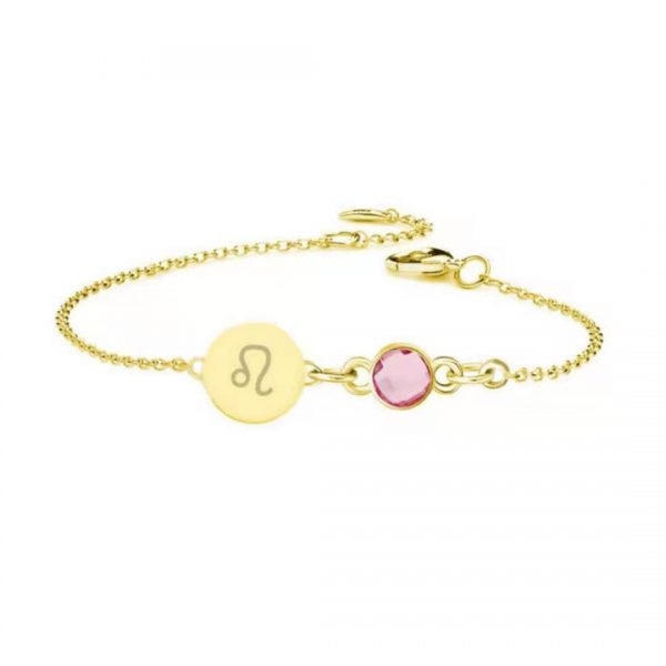 Horoscope Disc Bracelet with Birthstone gold