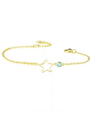 Personalized Star Bracelet with Birthstone Sterling Silver