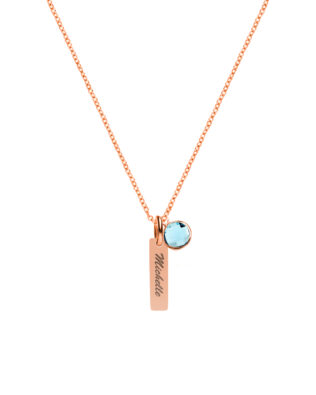 Vertical bar with birthstone rose gold