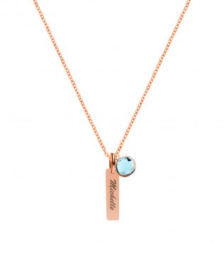Vertical bar with birthstone rose gold