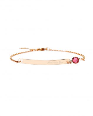 bar bracelet with birthstone rose gold