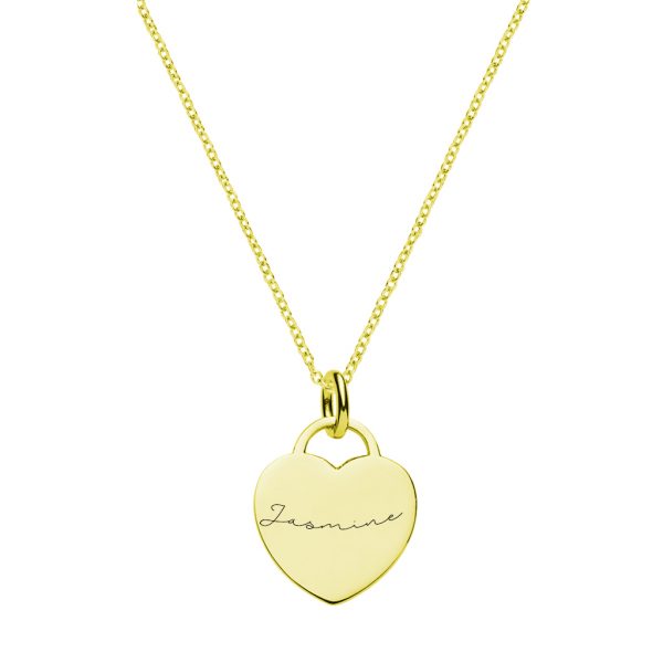 personalized heart tag name necklace 18k gold plated sterling silver