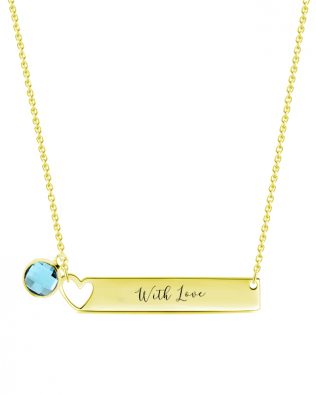 bar name necklace with birthstone sterling silver pesonalized 18k gold plated