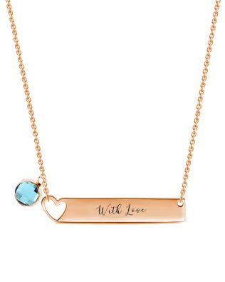 bar name necklace with birthstone sterling silver pesonalized rose gold plated
