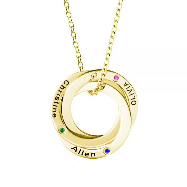 personalized birthstone russian ring necklace sterling silver 18k gold