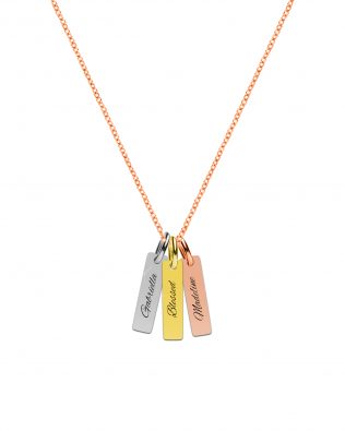 Personalized Tri-Color Vertical Bar Name Necklace