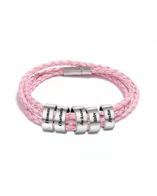 Personalized Lucky Braided Rope Name Bracelet Pink