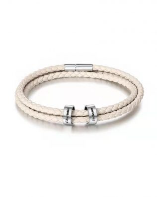 Personalized Romantic Braided Rope Name Bracelet White