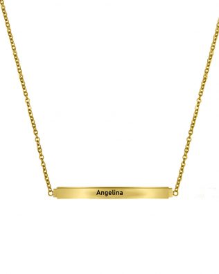 Personalized Secret Message Bar Name Necklace Gold