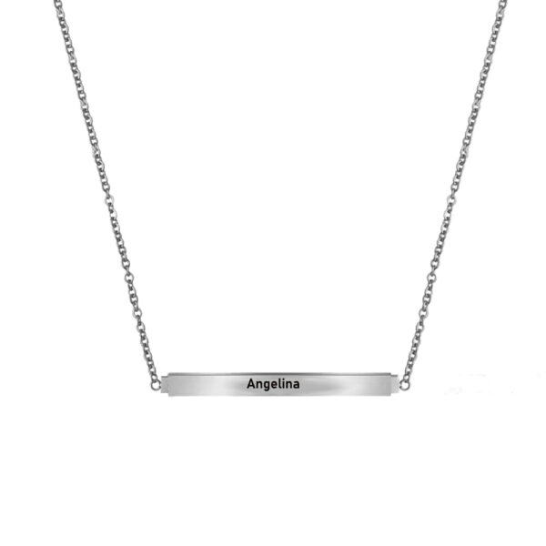 Personalized Secret Message Bar Name Necklace Platinum