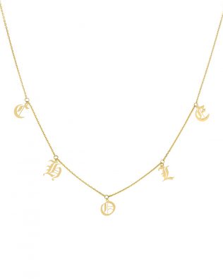 old english initial name necklace gold plated sterling silver