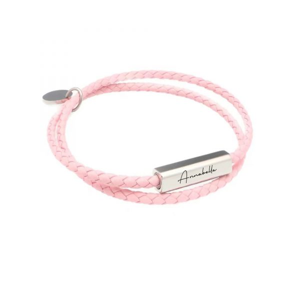 Personalized Disc Bar Name Bracelet Pink