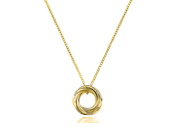 Personalized Five Russian Ring Necklace Gold