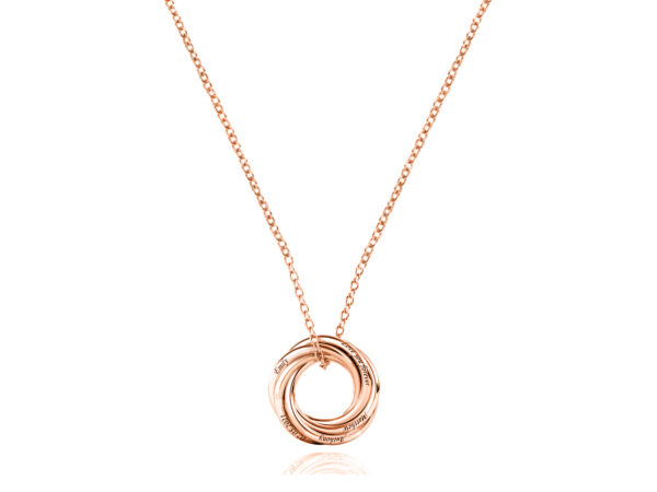 Personalized Five Russian Ring Necklace rose gold