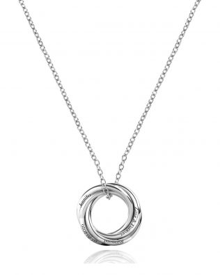 Personalized Four Russian Ring Necklace platinum