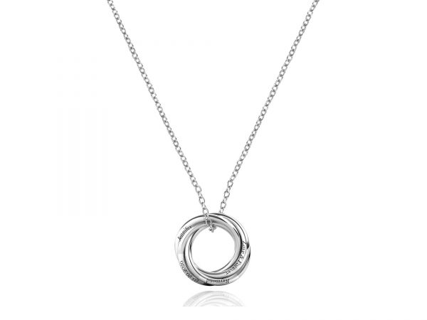 Personalized Four Russian Ring Necklace platinum