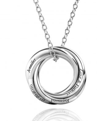 Personalized Four Russian Ring Necklace platinum large size