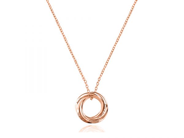 Personalized Four Russian Ring Necklace rose gold