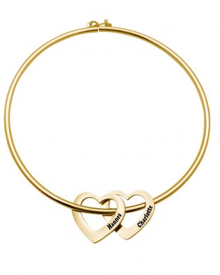Personalized Heart-to-Heart Name Bracelet Gold 2