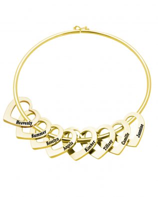 Personalized Heart-to-Heart Name Bracelet Gold 8