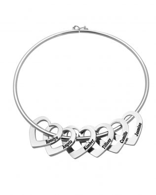 Personalized Heart-to-Heart Name Bracelet Platinum 6