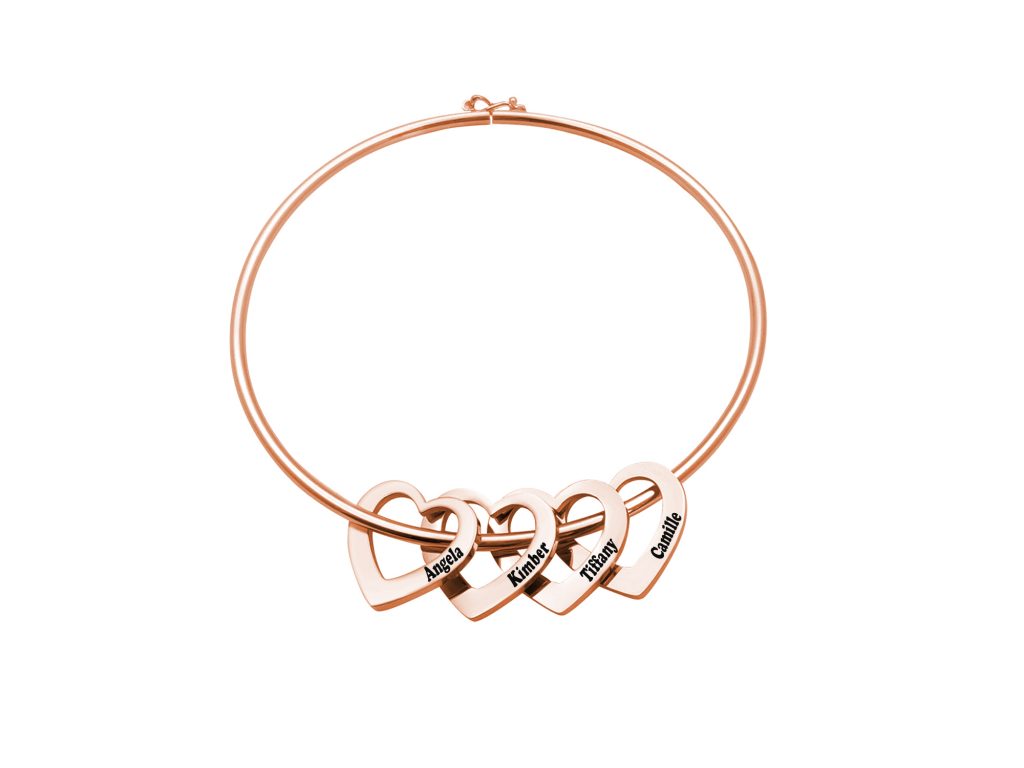 Personalized Heart-to-Heart Name Bracelet RoseGold 4
