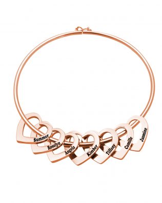 Personalized Heart-to-Heart Name Bracelet RoseGold 7