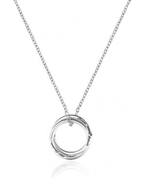 Personalized Russian Double Ring Necklace Platinum
