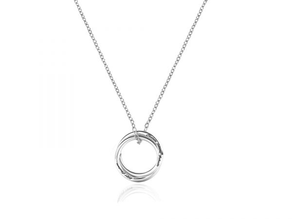 Personalized Russian Double Ring Necklace Platinum